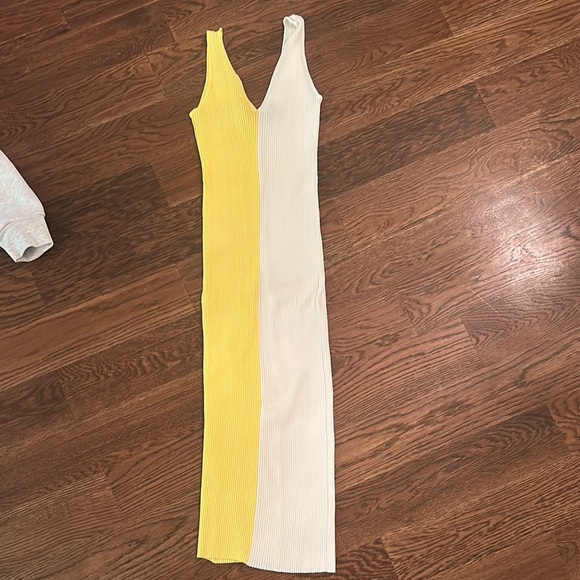 STAUD Yellow and White Midi Dress - Picture 3 of 3